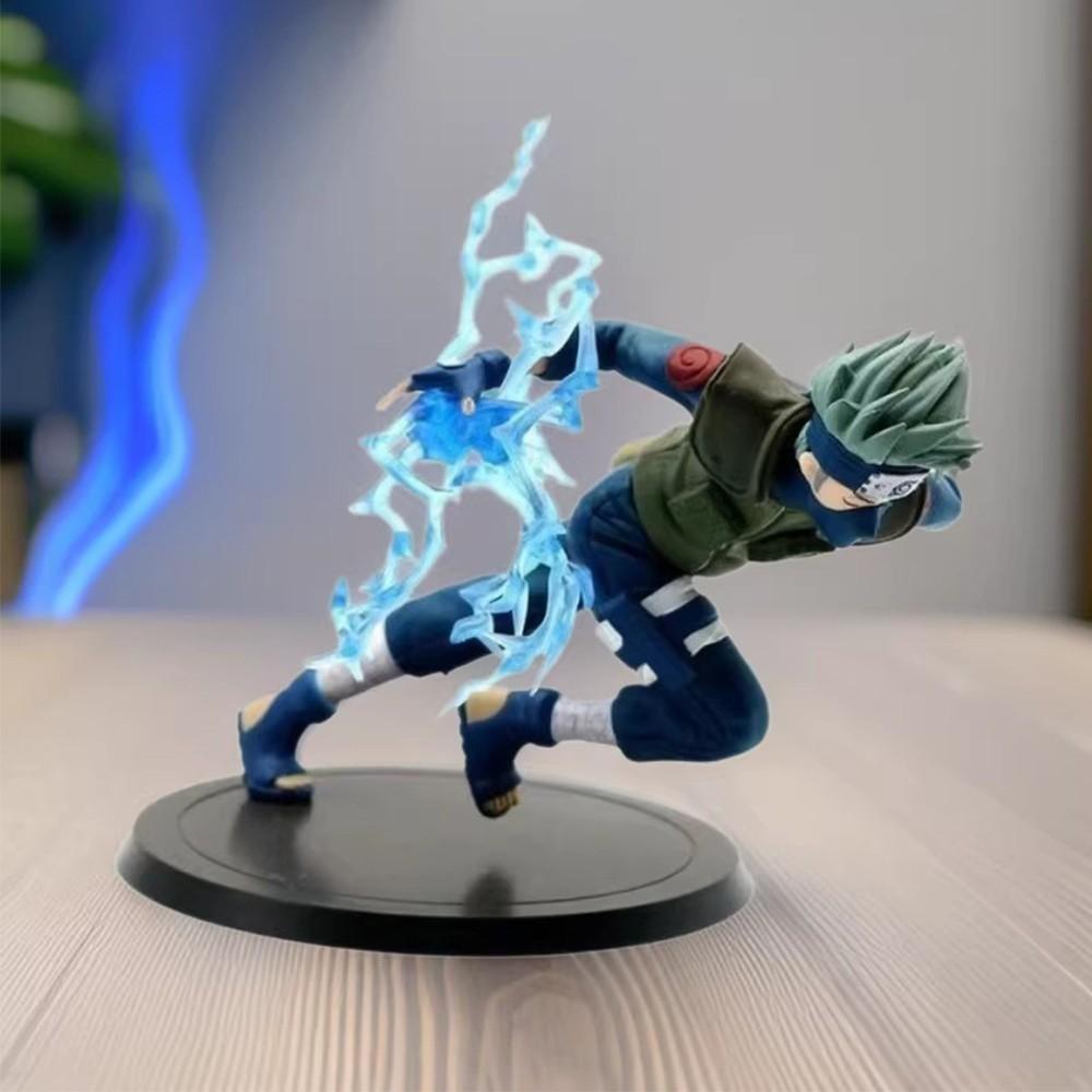 One Piece Naruto Kakashi Hatake Figure, Raikiri Lightning Effect Battle Form，Kakashi Collectible Statue, Copy Ninja Pose with Transparent Chidori Effects，Naruto Collectible for Fans & Display