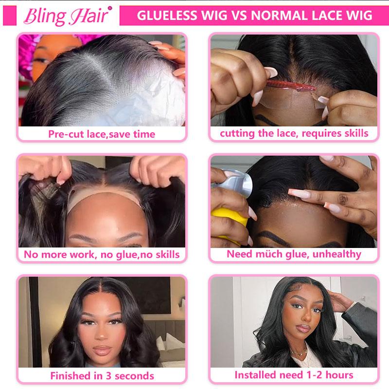 Bling Hair Easy Wear and Go Glueless Deep Wave 9x6 7x5 Transparent HD Lace Closure Glueless Wigs Human Hair 180% Density 6x4 5x5 HD Lace Natural Color For Black Women TikTokShopHolidayHaul