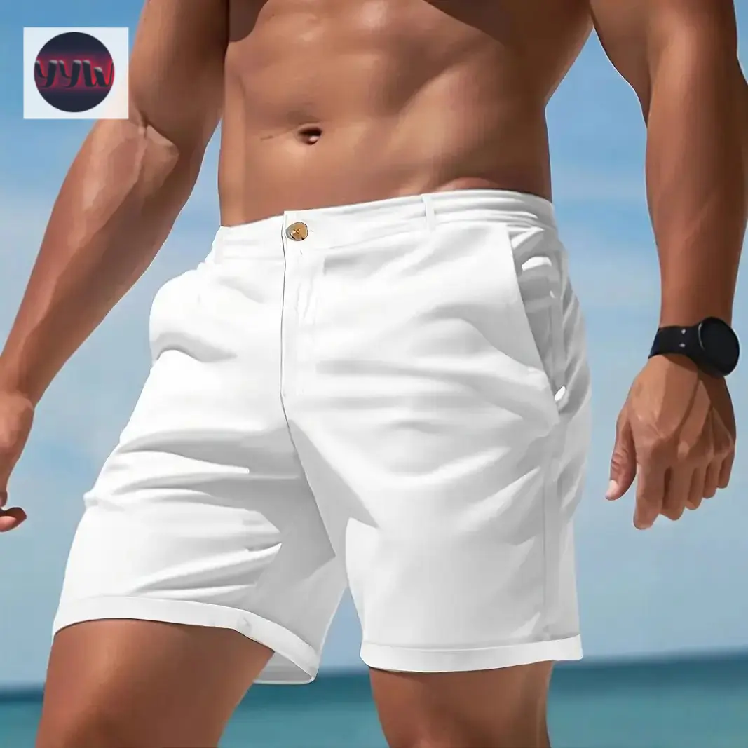 YYW1 Mens Chino Shorts Slim-fit Flat Front Stretch Casual Short Shorts