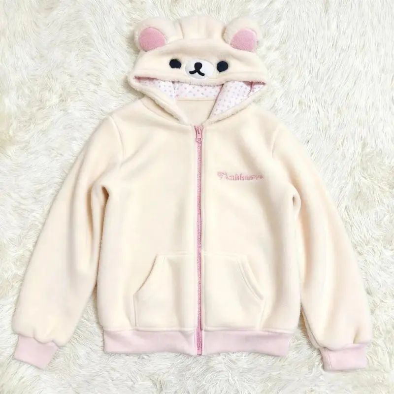 Ropa Mujer Japanese Hoodies Jackets Women's Clothing Bear Ear Hooded Zipper Sweatshirts Fashion Casual Cute Hoodie Tops