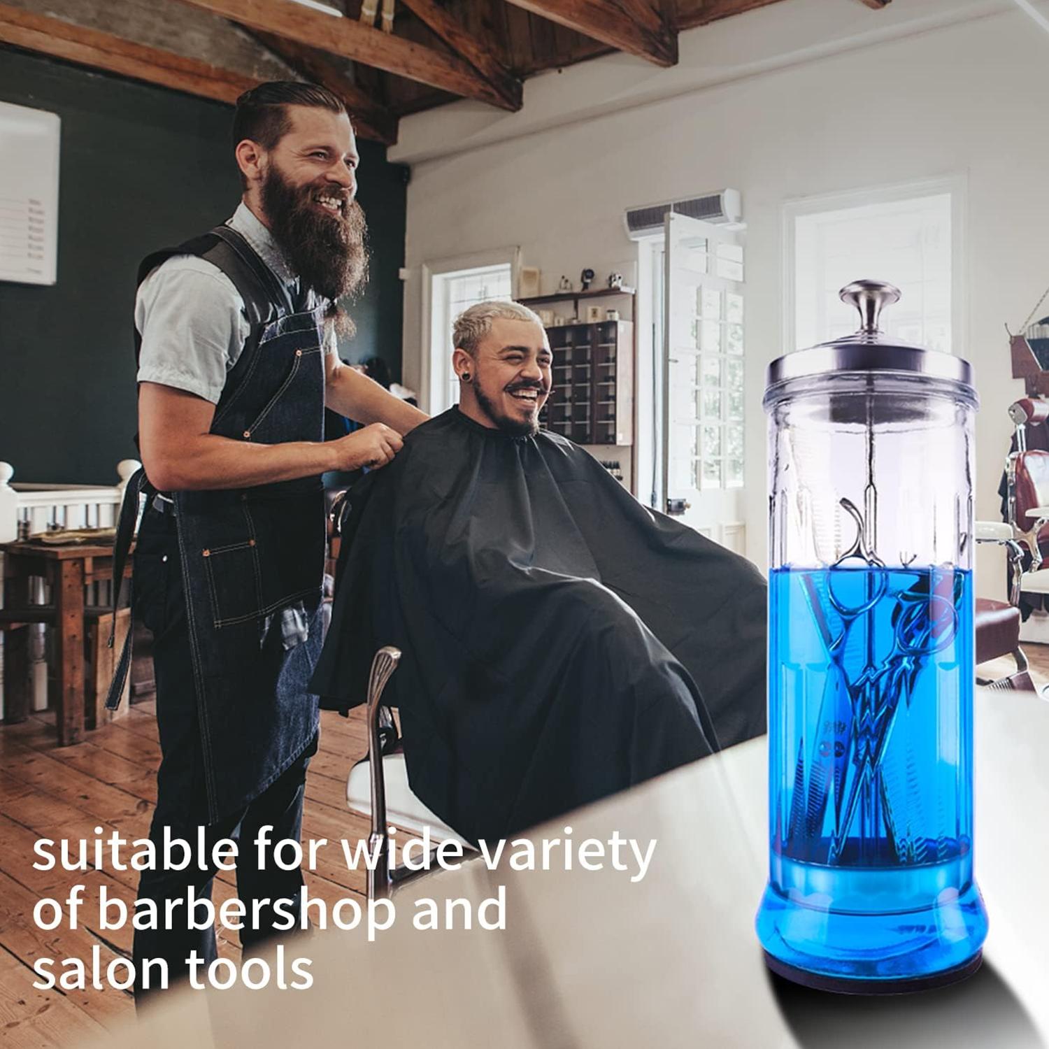 Glass Disinfectant Jar, 50 Oz Large Sterilizing Jar for Manicure & Pedicure Implements, Salon Barber Tools - 11.7"H x 3.8"W Bottles Cover foot callus remover Carving Pad foot callus remover nail drill foot callus remover nail drill