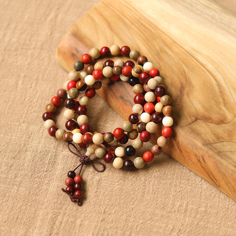 Sandalwood multi-bead stacked bracelets, new Chinese-style multi-ring wooden bracelets, Buddhist bead jewelry for meditation, odor-eliminating fragrant bracelets, collectibles