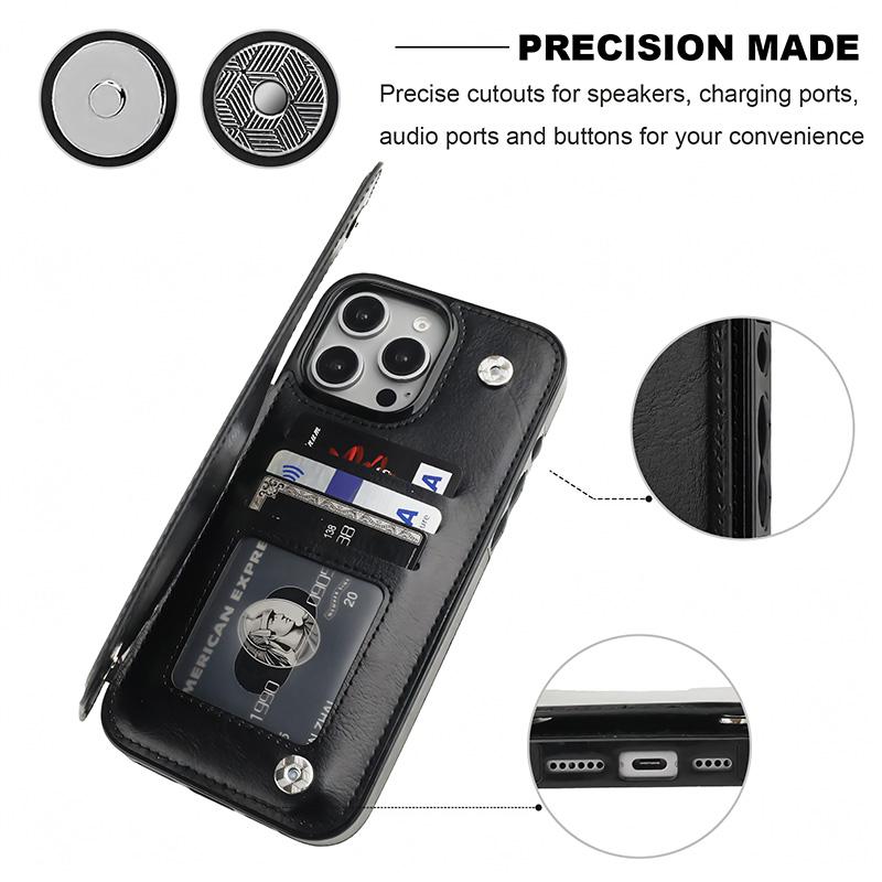 Trendy Creative Unique Retro Western Cowboy Pattern  Holder Wallet Aesthetic Pattern Black Casing For iphone 16 15 14 13 12 PRO PLUS MAX PU Leather Stylish Gift Shockproof Protection Anti-Drop Protective Protector Phone Cases Shell Cover