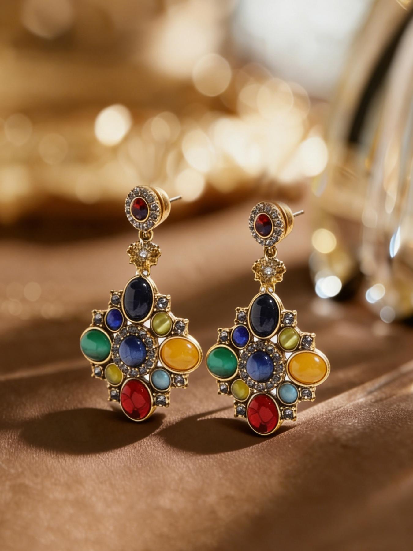 1 pair of fashionable and elegant red Baroque flower shaped earrings, suitable for daily commuting, vacation and dating, and also a surprising and exquisite small gift.