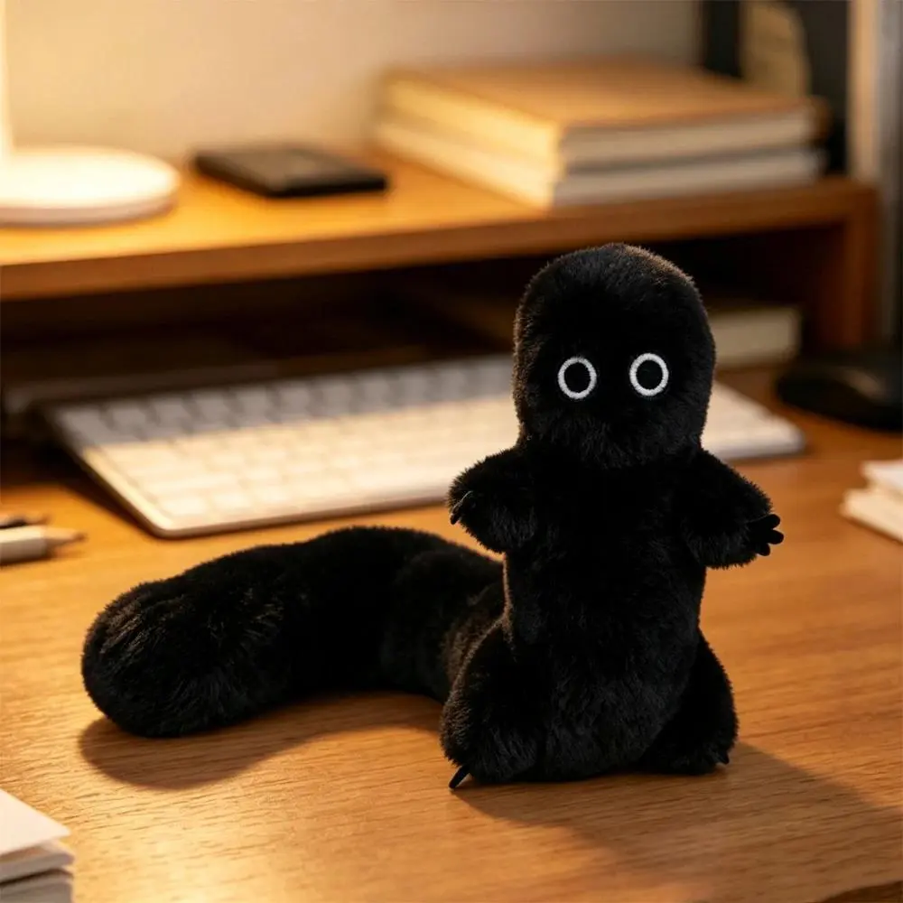 Witch Hat Atelier Fudeworm Plush Toys Fluffy Shapeable Cute Stuffed Toys Black BrushBuddy Dolls Fans Birthday Gifts Home Decor