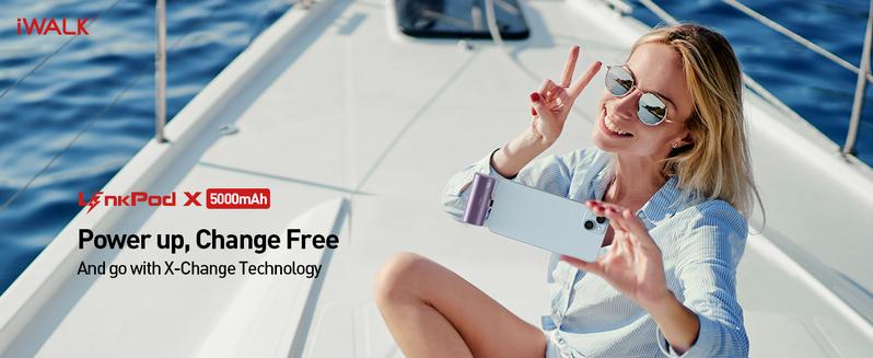 iWALK 5000mAh Portable Charger with 2 Exchangeable Plugs USB-C and Lightning, Mini Power Bank for iPhone 16/15/14/13/12/11, Samsung S24/S23, AirPods - Purple Earbuds Silicone Durable Protection power bank