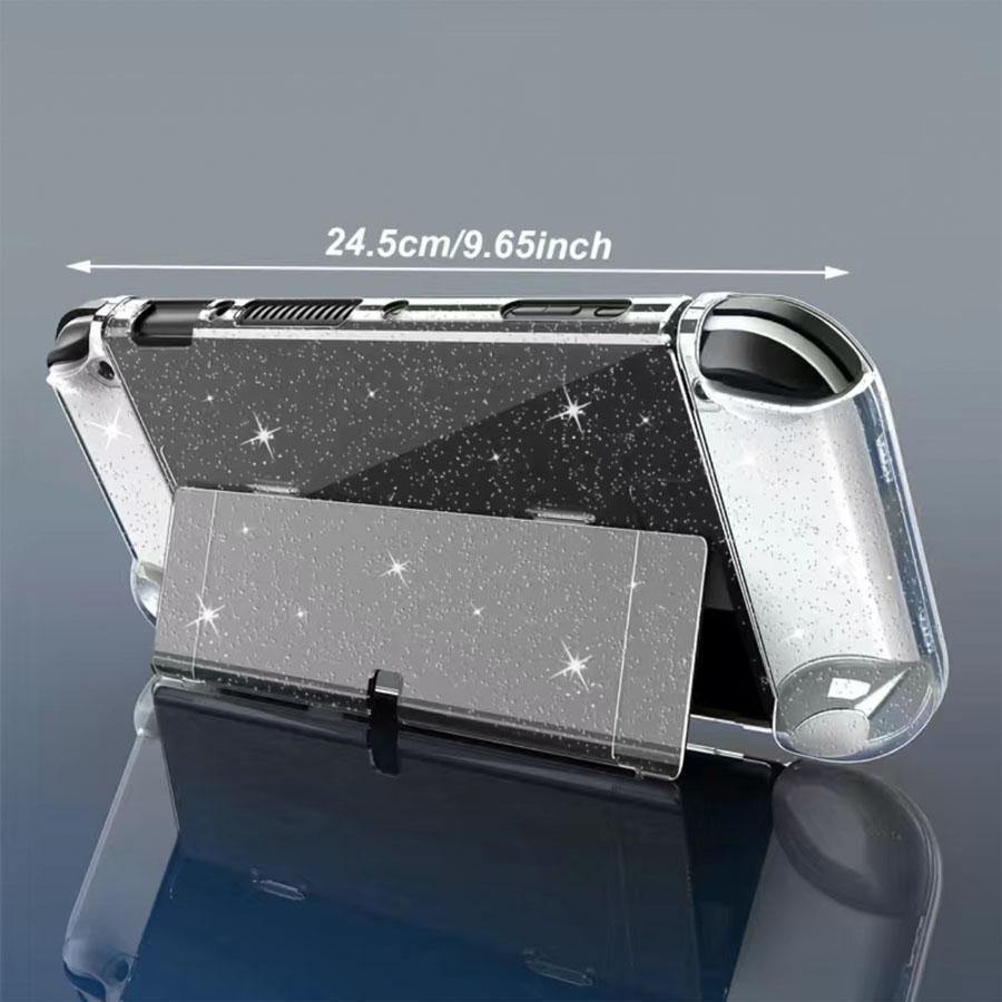 Glitter Aesthetic Nintendo Switch Protective Case with Stand & Pluggable Base, Shockproof Design, Durable Protection for Your Console