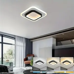 Square LED Ceiling Light, Adjustable Color Temperature 3000-6000k, Metal Pendant Lamp with Shade, Embedded Fixture, Hard Wired 110-240v