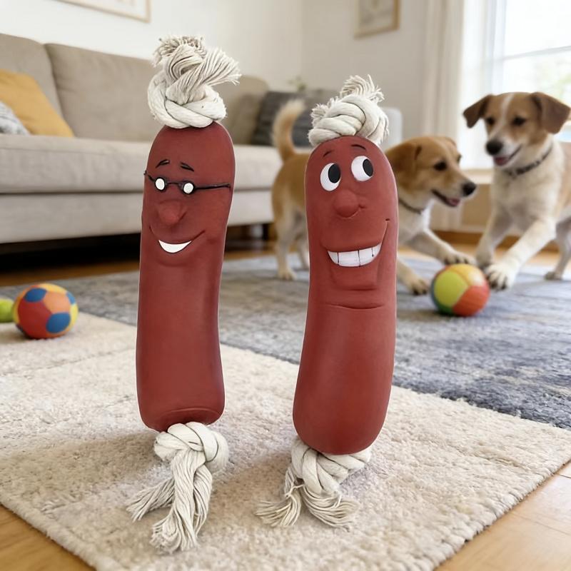 Dog Sausage Chew Toy - Bite-Resistant And Not Easy to Break, Interactive Training Teething Toy, Preferred Material, Sausage Design, Dog Chew Toy, Relieves Teething Discomfort