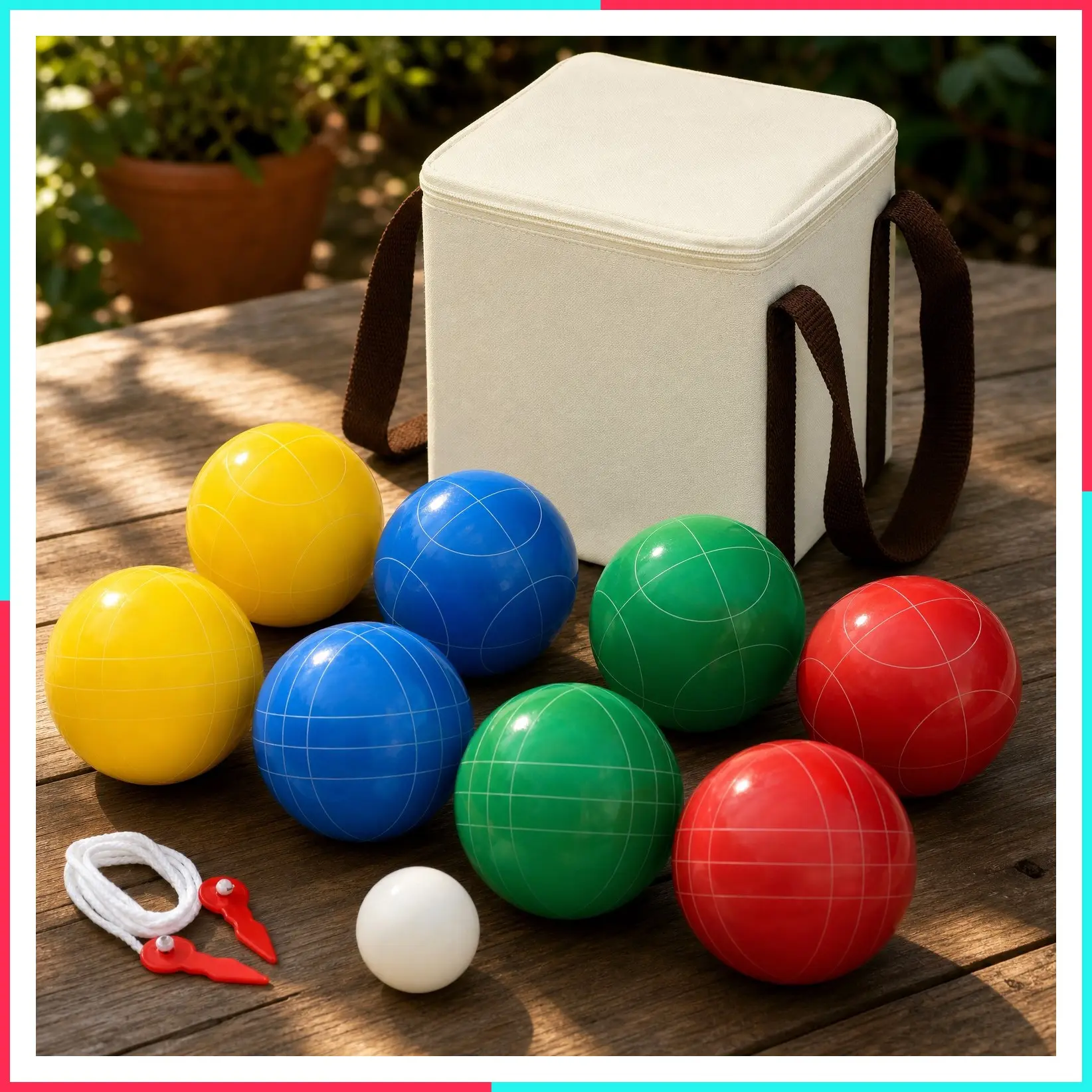 90mm Bocce Ball Set - Outdoor Lawn Game - Composite or Resin