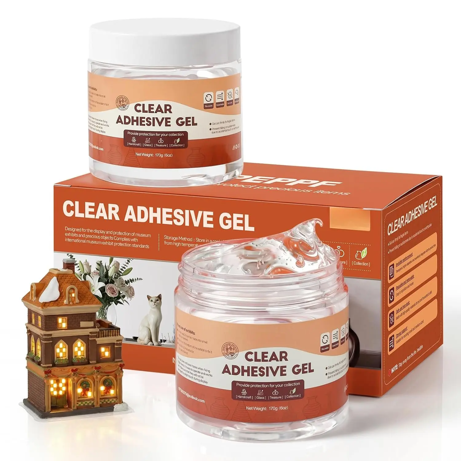 12oz Clear Exhibit Gel for Museum – Removable &  Earthquake Putty with  Hold, Adhesive Wax Securing Collectibles, Decor, Antiques, Glass Items,  Shifting & Falling, No