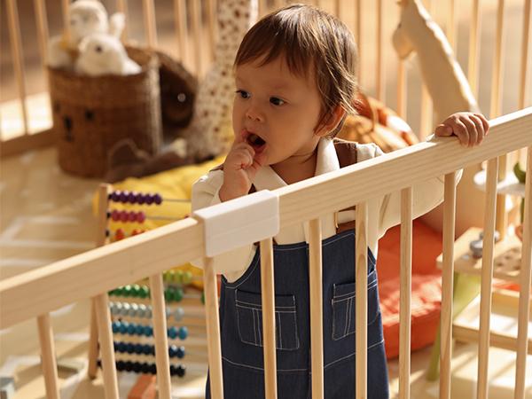HARPPA Wooden Baby Gate Playpen | Adjustable Play Yard for Infants & Toddlers, Natural Finish Baby Fence, Non-Toxic Pinewood, Foldable DIY Shapes,Baby Items