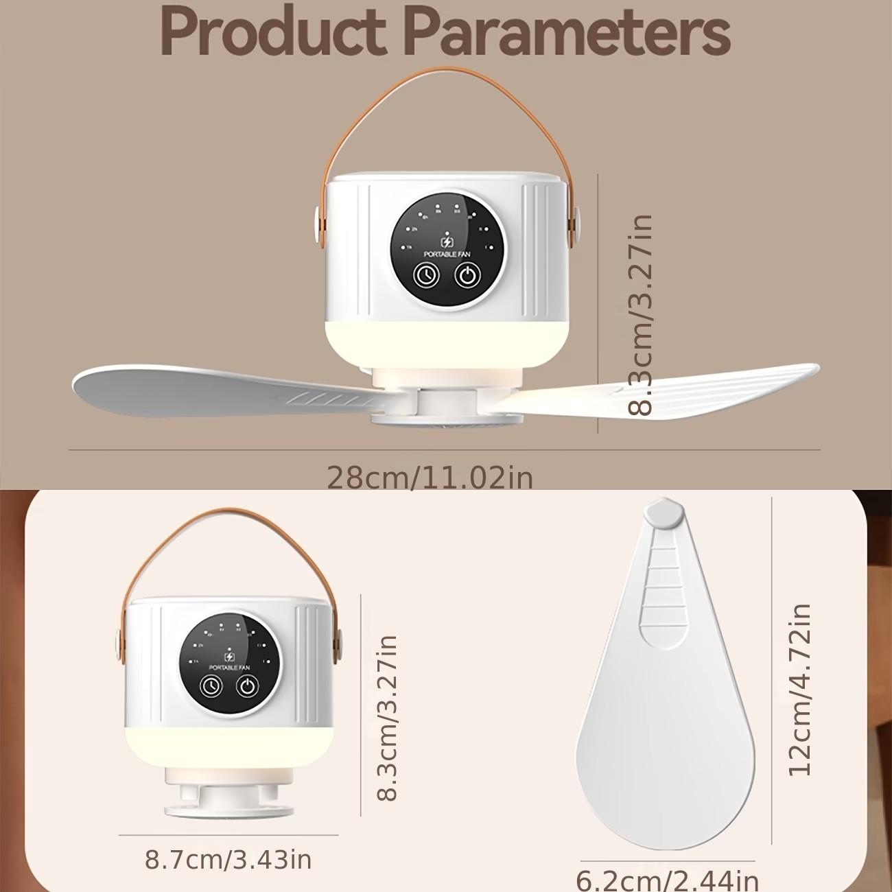 Camping Ceiling Fan, Usb Portable Fan, 3-Speed Ambient Light, 4-Speed Timer, 4-Speed Wind Speed Adjustment, Remote Control, USB Charging, Long Battery Life, Suitable for Camping, Home, Bedroom And Other Places