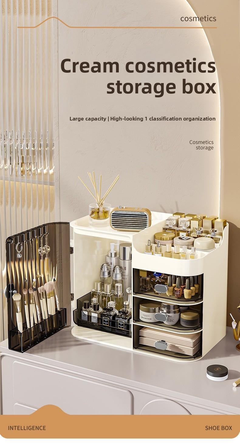 Light Luxury PP+PET Material, Cosmetic Dustproof Storage Rack, Multifunctional Transparent Lipstick and Skincare Display Rack, Large Capacity Face Mask Cosmetic Organizer Box