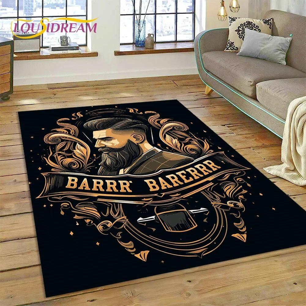 Vintage Barbershop Portrait Flannel Area Rug - Retro Hairstyle Salon Print Soft Mat for Barber Shop & Home, Non-Slip Man Cave Decor#BarbershopRug #VintagePortraitMat #RetroSalonDecor #ManCapeCarpet #NonSlipFlannelRug