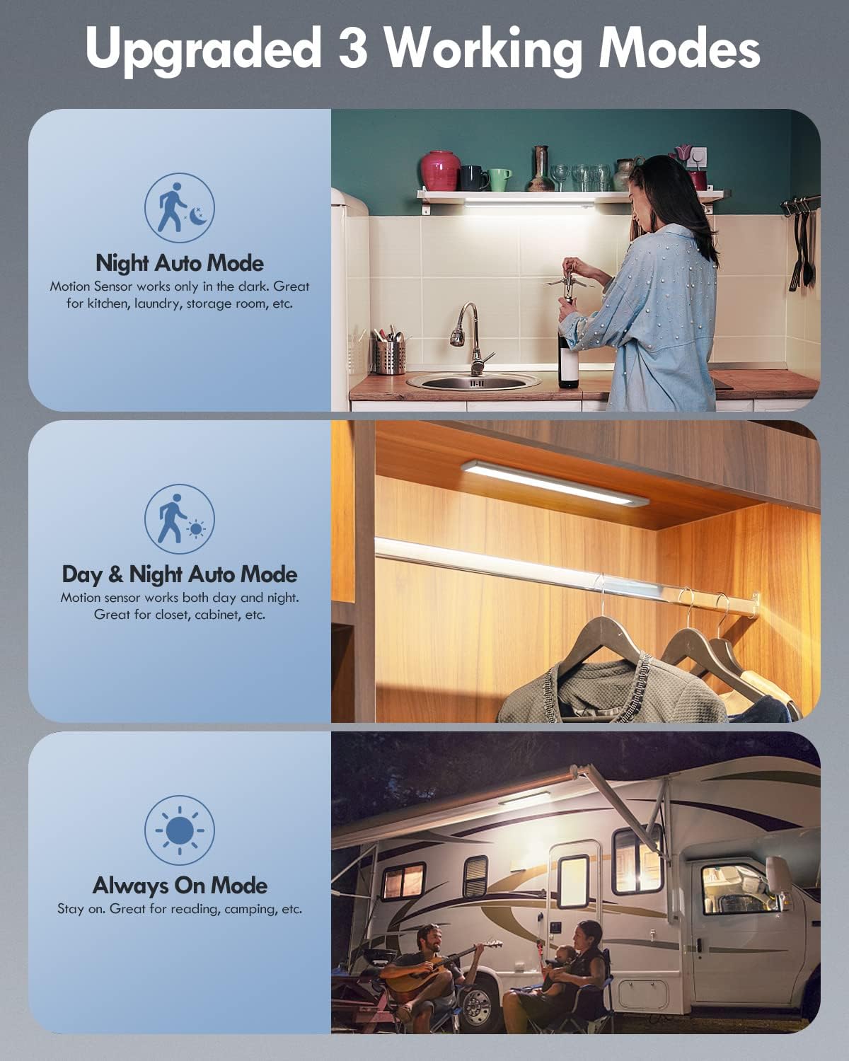 【SummerVibes】Under Cabinet Lighting 1/2/4 Pack Closet Light Motion Sensor Indoor Dimming USB Rechargeable LED Stick on Lights for Bedroom Kitchen Stair 16inch 【SummerVibes】Under Cabinet Lighting 1/2/4 Pack Closet Light Motion Sensor Indoor Dimming USB Rechargeable LED Stick on Lights for Bedroom Kitchen Stair 16inch