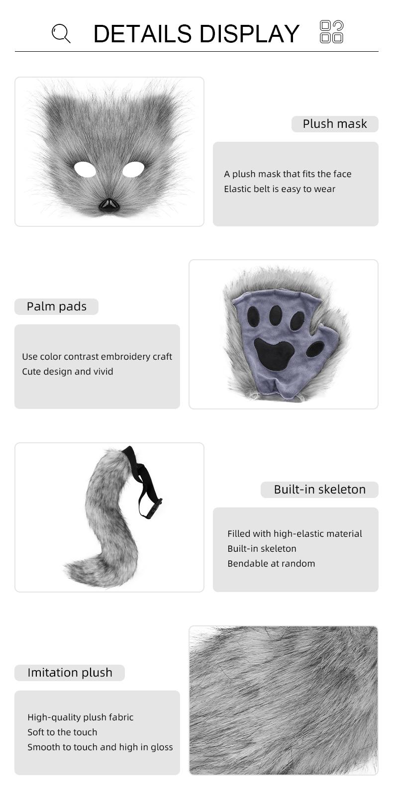 Handmade Fox Costume Set – Fluffy Tail, Ears & Paw Gloves | Perfect for Cosplay, Halloween & Themed Parties