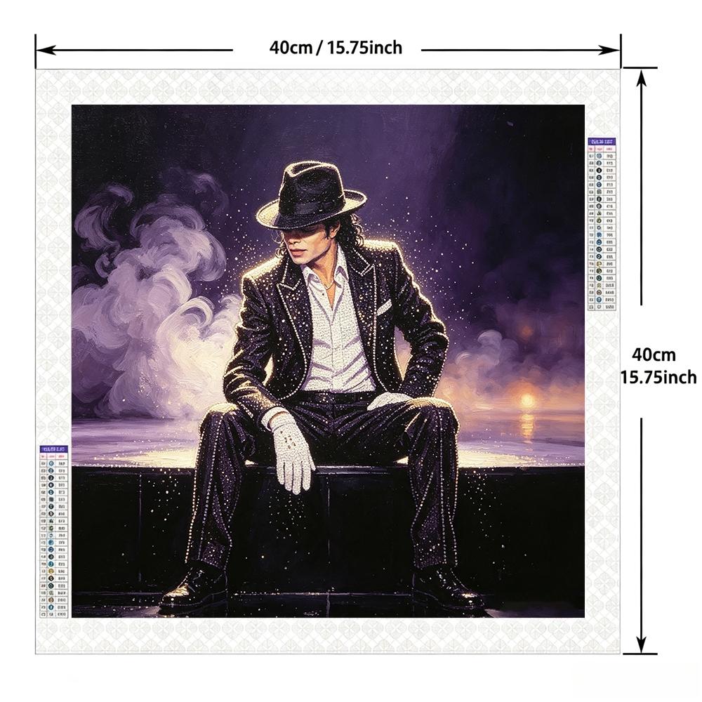 A set of 2D flat frameless handmade DIY diamond painting kit, vintage classic Michael Jackson portrait with smoke and light effects, perfect for living room and bedroom wall decoration to add artistic charm to your space.