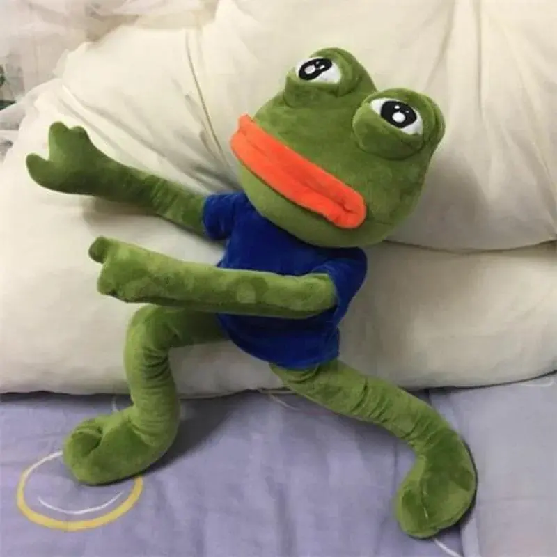 45cm Pepe Frog Unisex Stuffed Toy - Sad Cartoon Character Soft Plush Doll, Magic Expression Animal Pillow, 230g Weight, OPP Bag Packaging, Kids' Birthday Gift, Collector's Item, Collectors