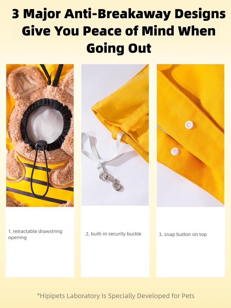 Cute Canvas Pet Carrier - "Peek-a-Boo" Bumblebee Design - Cat Bag, Shoulder Bag, Tote for Small Dogs & Pets