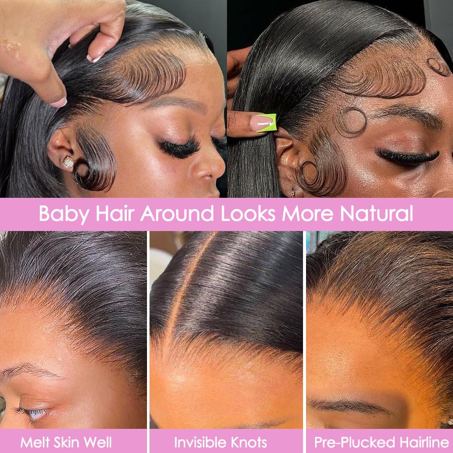 Pizazz Hair Pre Bleached Straight Lace Front Wigs  13x6 HD Transparent Lace Front Human Hair Wigs For Women Pre Plucked Hair Line