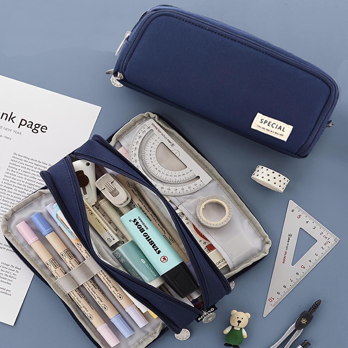 1 expandable pencil case with compartment, large capacity pencil case pencil bag, portable pencil case large school stationery organizer, transparent cosmetic bag, storage bag, suitable for office