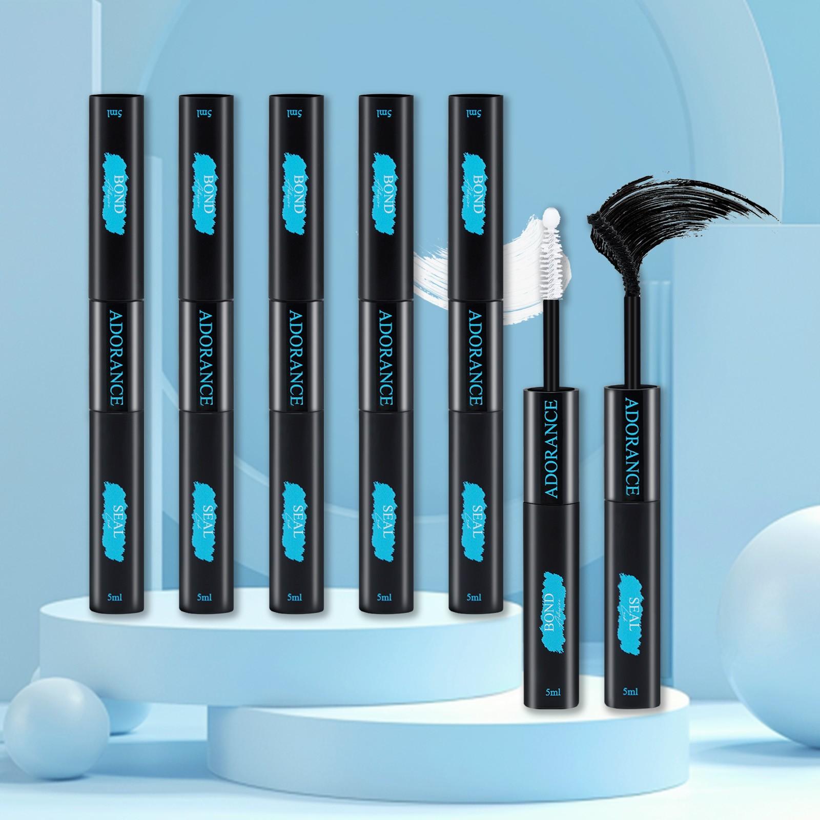 ADORANCE Waterproof Eyelash Glue (5-Count Pack), 2-in-1 Long-Lasting Lash Bond and Seal Glue, Sweat-Proof Eyelash Extension Glue for Cluster Lashes, Waterproof Eyelash Clusters