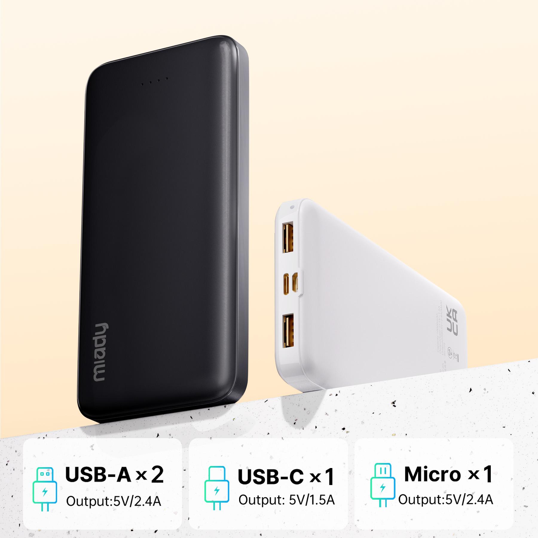 Miady 2-Pack 10000mAh Dual USB Portable Charger, USB-C Fast Charging Power Bank, Backup Charger for iPhone 15/14/13, Galaxy S23/22, Pixel and etc
