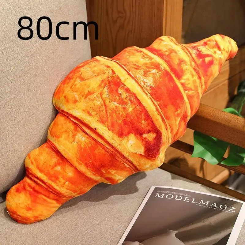 New Simulation French Bread Croissant Plush Pillow Stuffed Printing Images Food Plushie Party Decor Sleeping Companion Man Gift