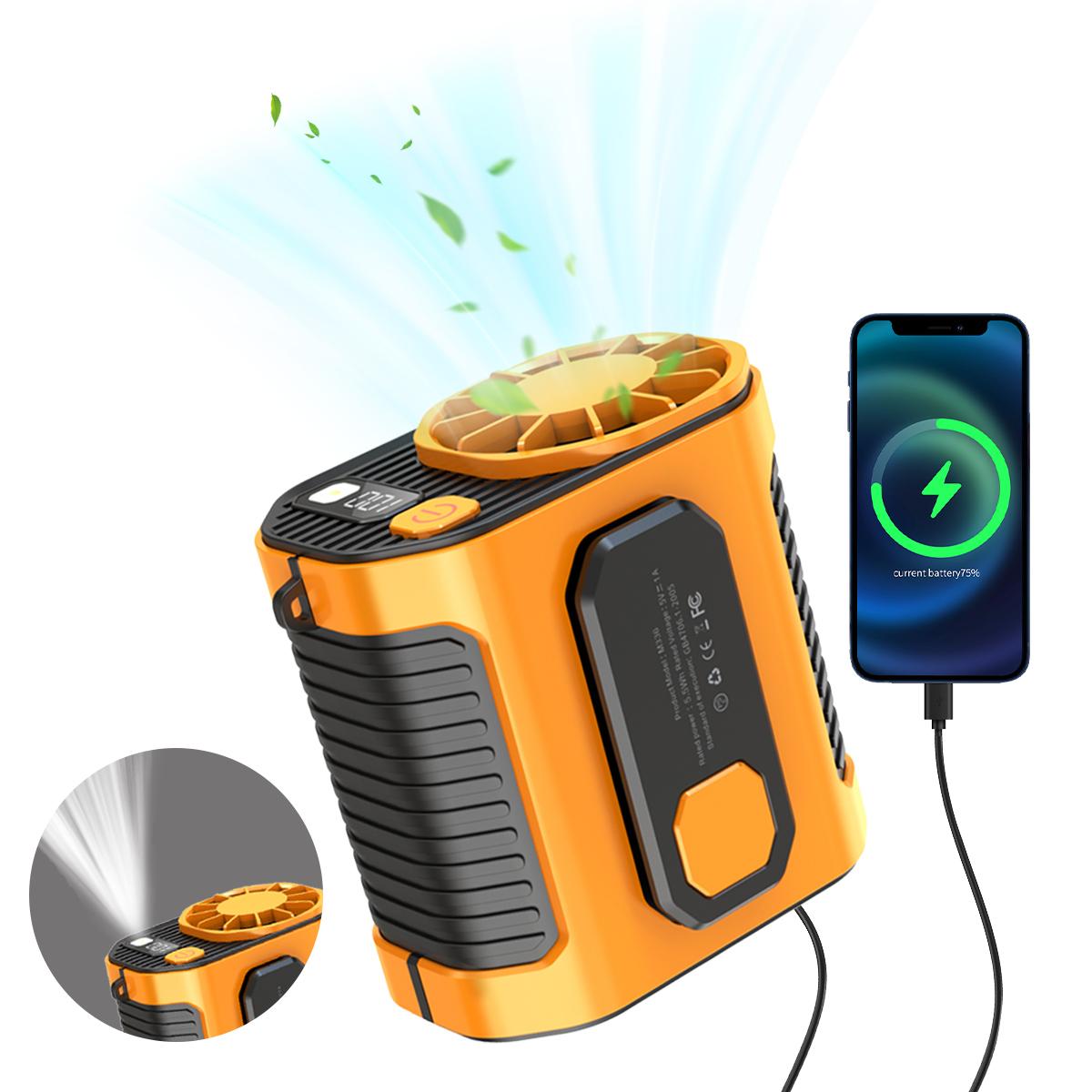 PADOX Personal Waist Portable Rechargeable Fan, 5000mAh Battery Power bank, 10 Speeds 5300RPM Airflow, LED Light, Wearable Belt Fan for Outdoor, Jobsite, Farms, Traveling, Fishing #SummerWins #DealsForYouDays