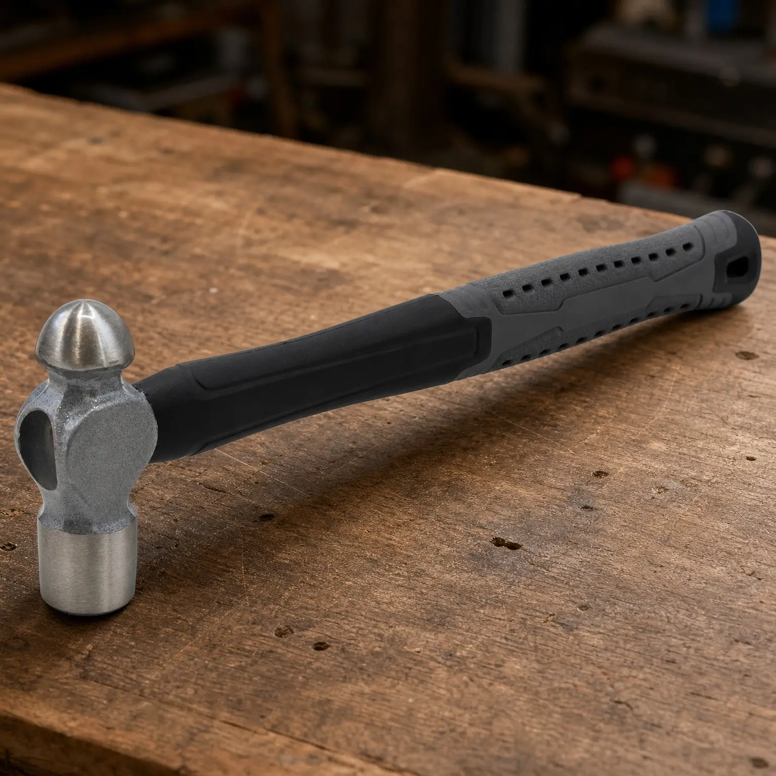 63308 8oz Ball Pein Hammer with Forged Steel Head, 11" Shock-Absorbing Fiberglass Handle and Textured Rubber Grip