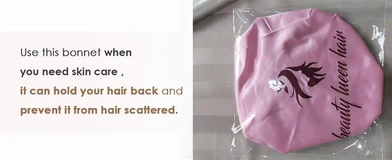 Hersmile Hair Pink Statin Bonnet Silk Bonnet Hair Bonnet for Sleeping Hair Bonnet for Women Culry Natural Hair