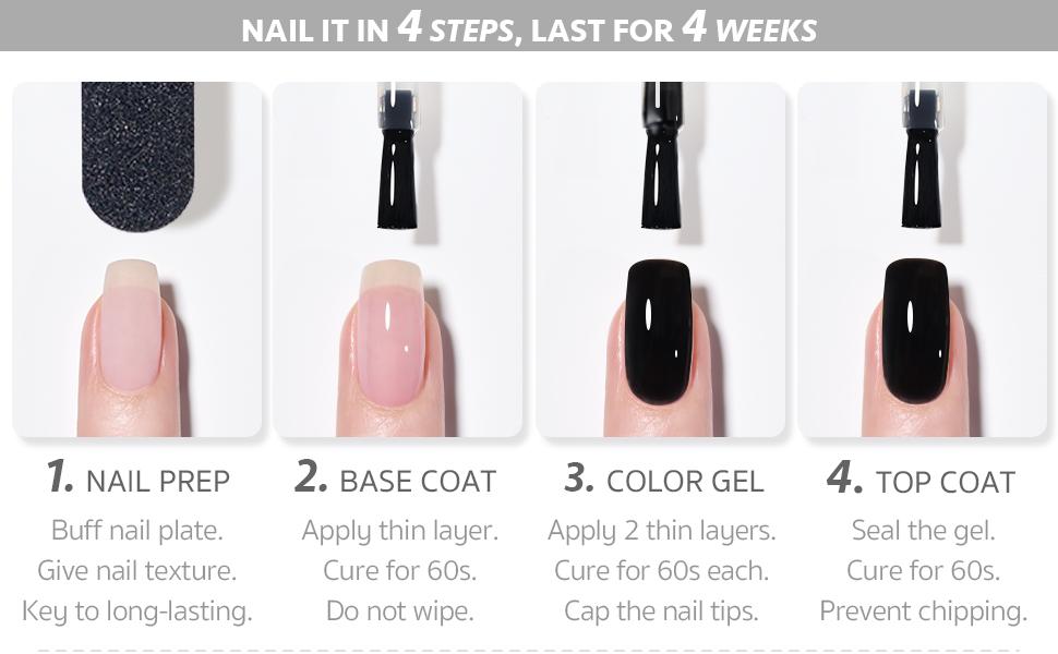 GAOY Gel Nail Polish, 16ml Soak Off UV Gel Polish Highly Saturated for Nail Art DIY Manicure at Home, black, white