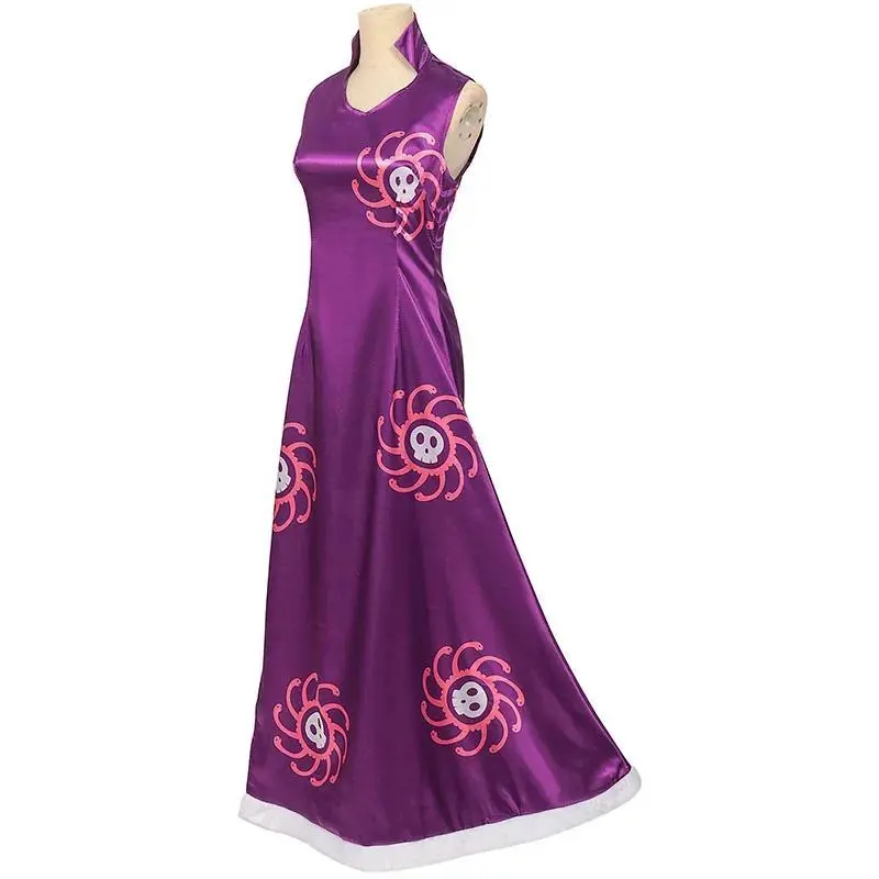 Boa Hancock Cosplay Costume Anime Kimono Purple Dress Cheongsam Cloak Women Halloween Fancy Dress Cheongsam Uniform Suits