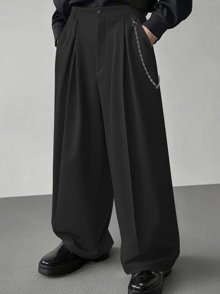 Men's Solid Color Wide-Legged Dragging Pants, Loose Street Fashion Casual Comfy Pocket Trousers for Daily Wear, Trendy Men's Bottoms for All Seasons