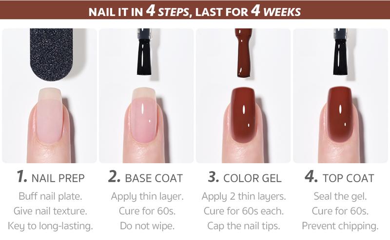 GAOY Chocolate Cake Nude Brown Fall Gel Nail Polish Set, 6 Colors White Beige Dark Tan Taupe Soak Off UV Light Cure Gel Polish Kit for Salon and Nail Art DIY at Home