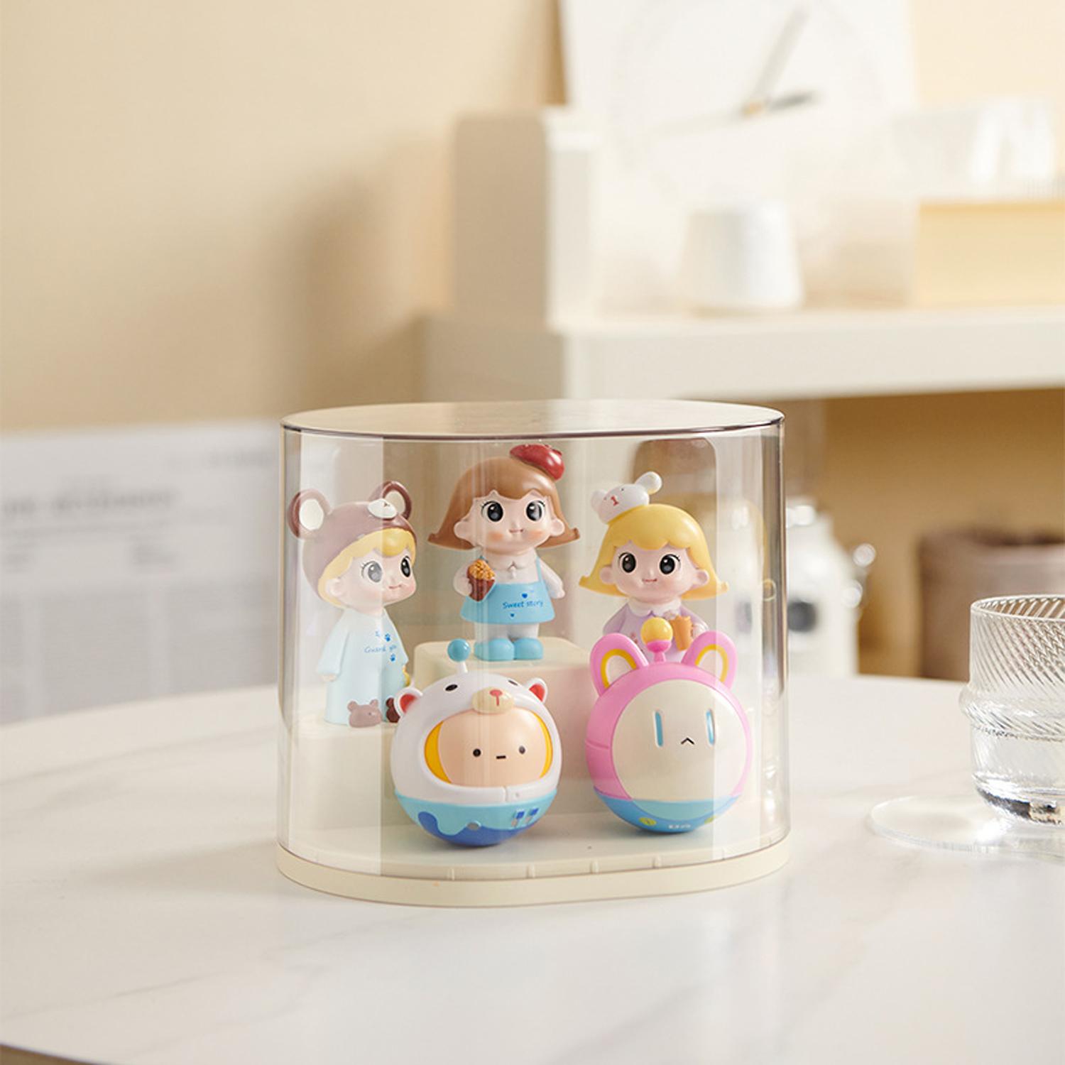 Mini Figure Display Case Organizer Box, Transparent Storage Holder for Small Collectibles & Labubu Figures, Stackable Design