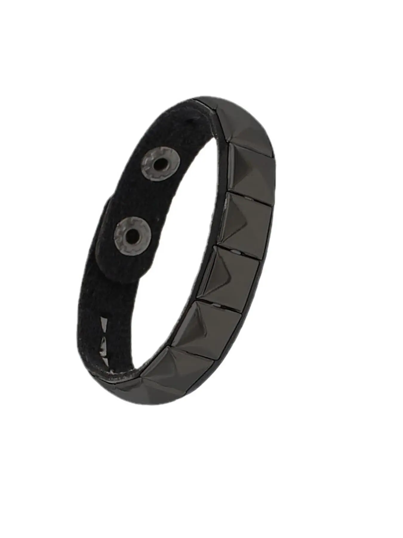 Punk Style Pyramid Stud Leather Bracelet, Dark Geometric Rivet Wide Band Wristband, Unique Streetwear Fashionable Bangles Fashion Accessory, Punk Style Jewelry