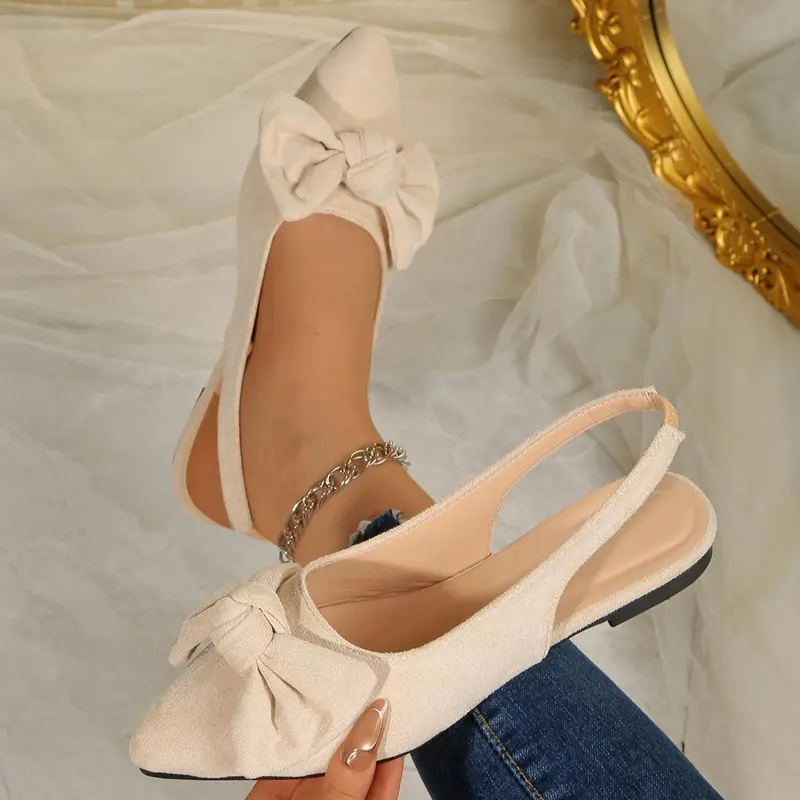 Women's Trendy Bow - Detail Slingback Flats, Walking - Friendly Rubber Stylish Comfortable Outdoor Footwear, Female All - Match Elegant Casual Shoes for Daily Strolls & Leisure Walks, Girl, Easy - Wear Fashion Walking Flats Design #summerwins #ModoPartido
