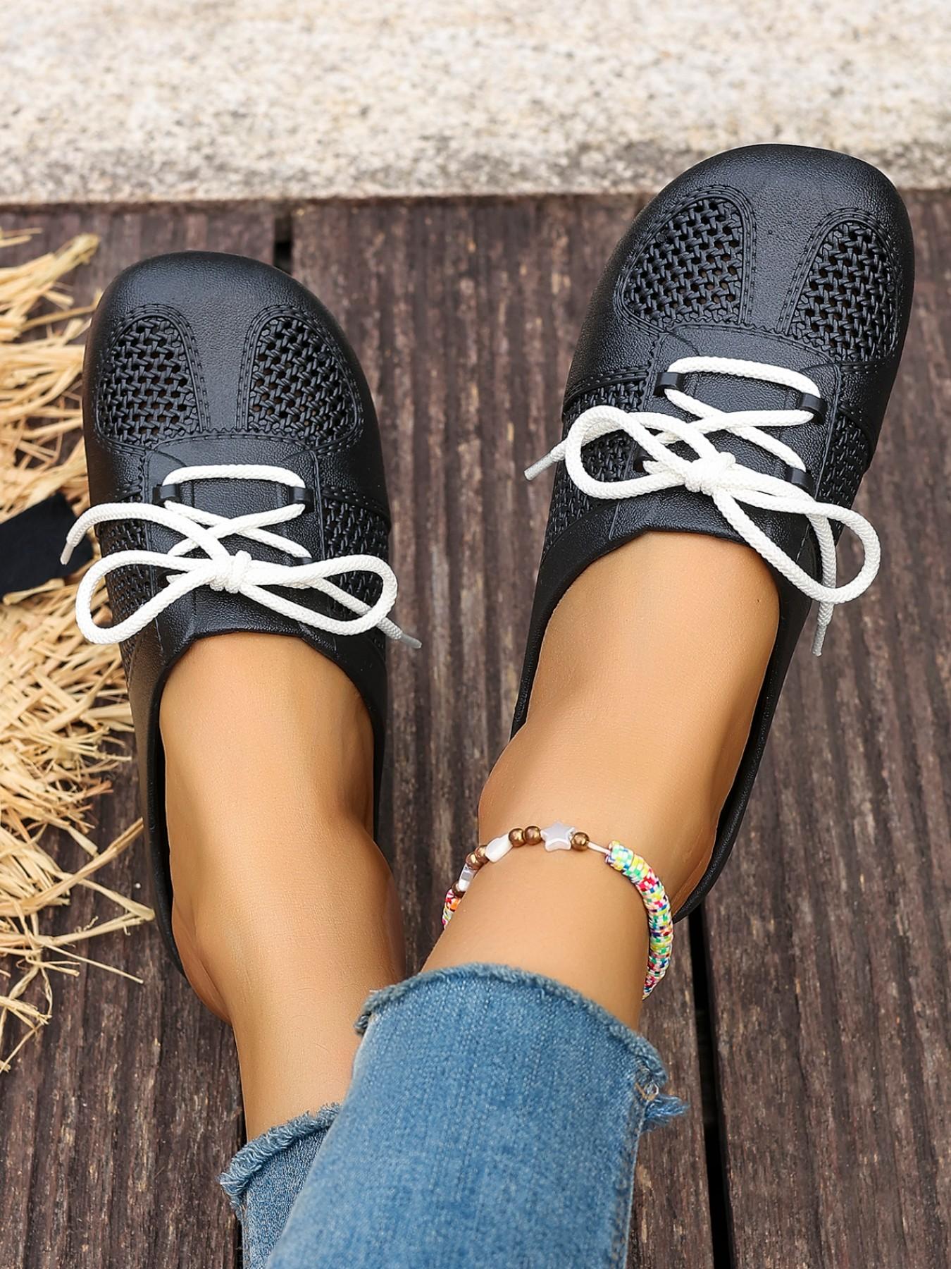 Sweet Style Mesh Cutout Tie Mueller Slippers, Open Toe Outdoor Women's Half Sandals, Comfortable Summer Footwear