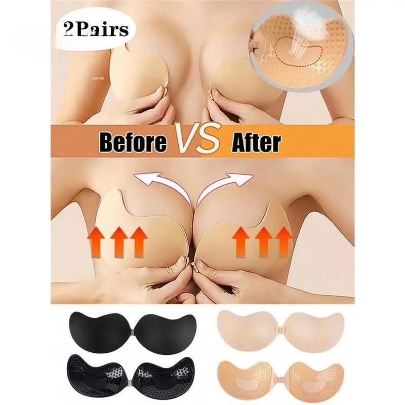 Women's Mango-Shaped Bra Stickers, featuring invisible push-up and lifting effect.Made of breathable soft silicone with self-adhesive, seamless and reusable design.Skin-friendly comfortable fit for wedding dresses, evening gowns, summer outfits and dail