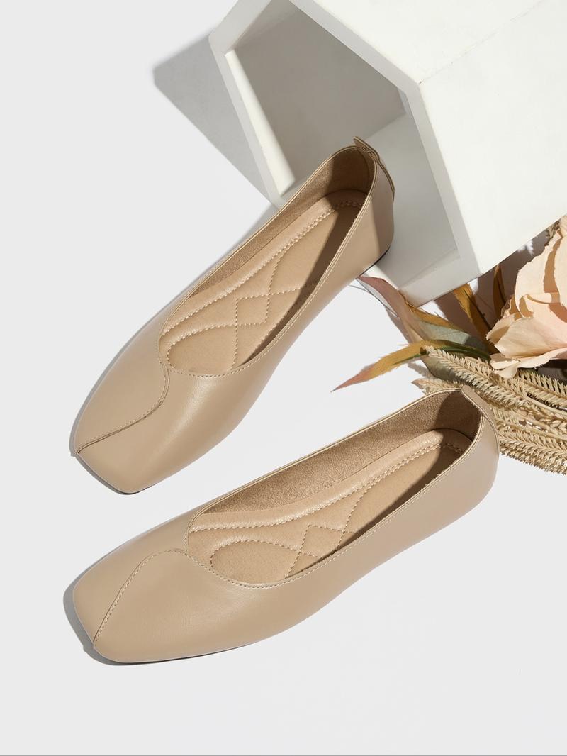 Women's Elegant Solid Color Square Toe Mary Jane Shoes, Fashionable Lightweight Comfortable Flat Shoes for Daily Wear, All-match Commuter Shoes for Work & Daily Wear, Casual Flats, Girl