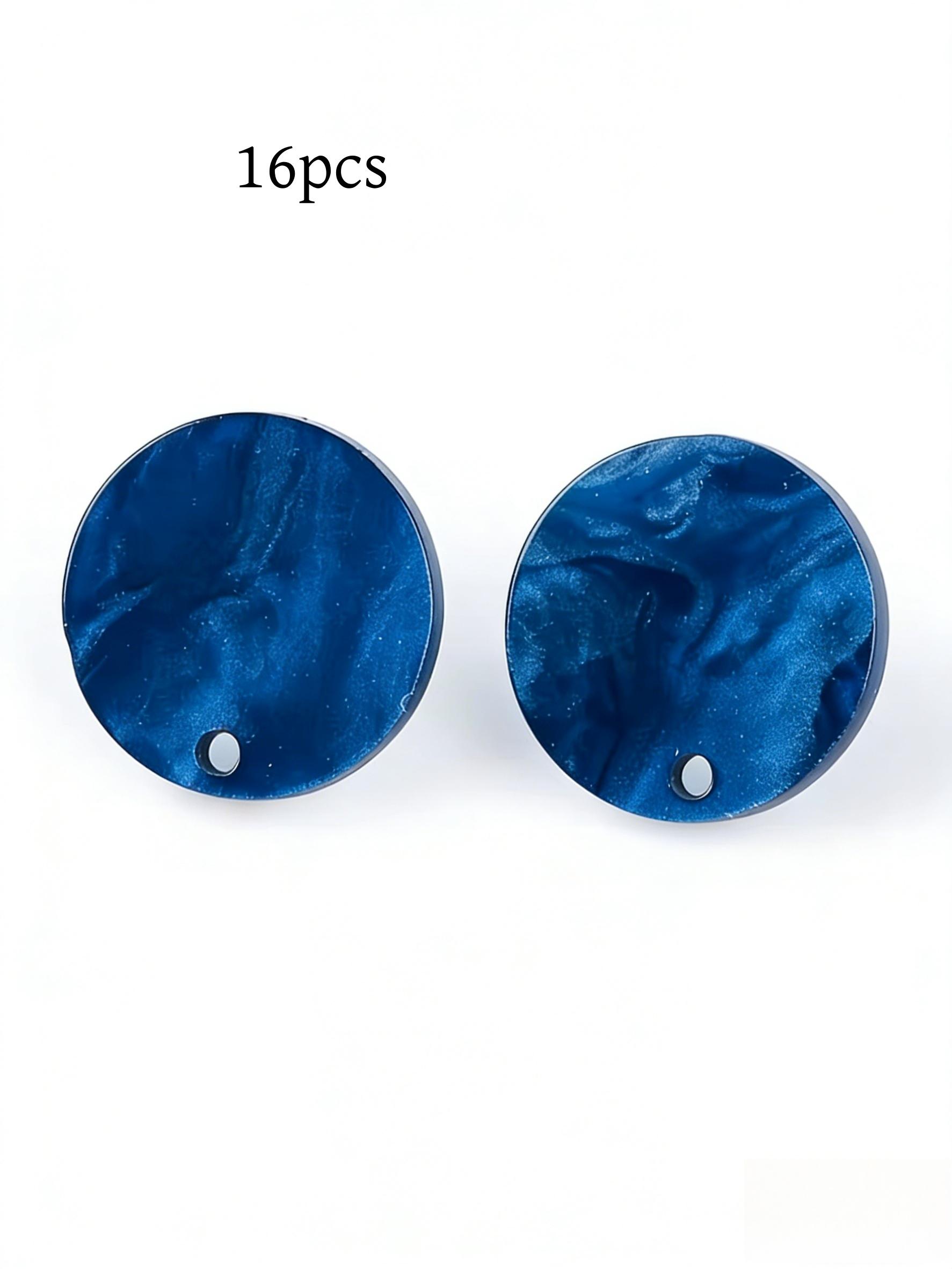 16pcs Luxury Acrylic Earrings DIY Kit, Round Pearl Effect Mixed Colors, Includes Plastic Spiral Caps, Stainless Steel Studs, Perfect Gift