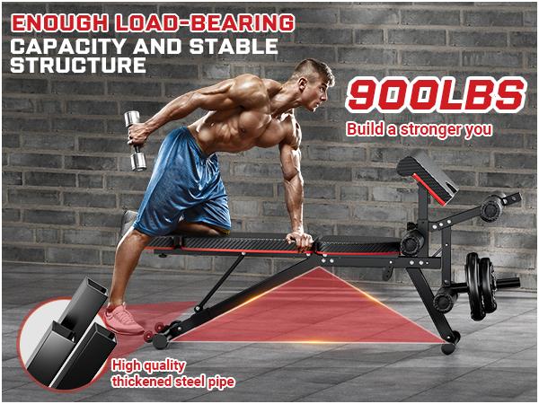 Bearbro 10 Positions Adjustable Weight Bench Workout Bench for Home Gym,Olympic Weight Bench Press for Full Body Workout 900lbs,Christmas gift Adjustable Home