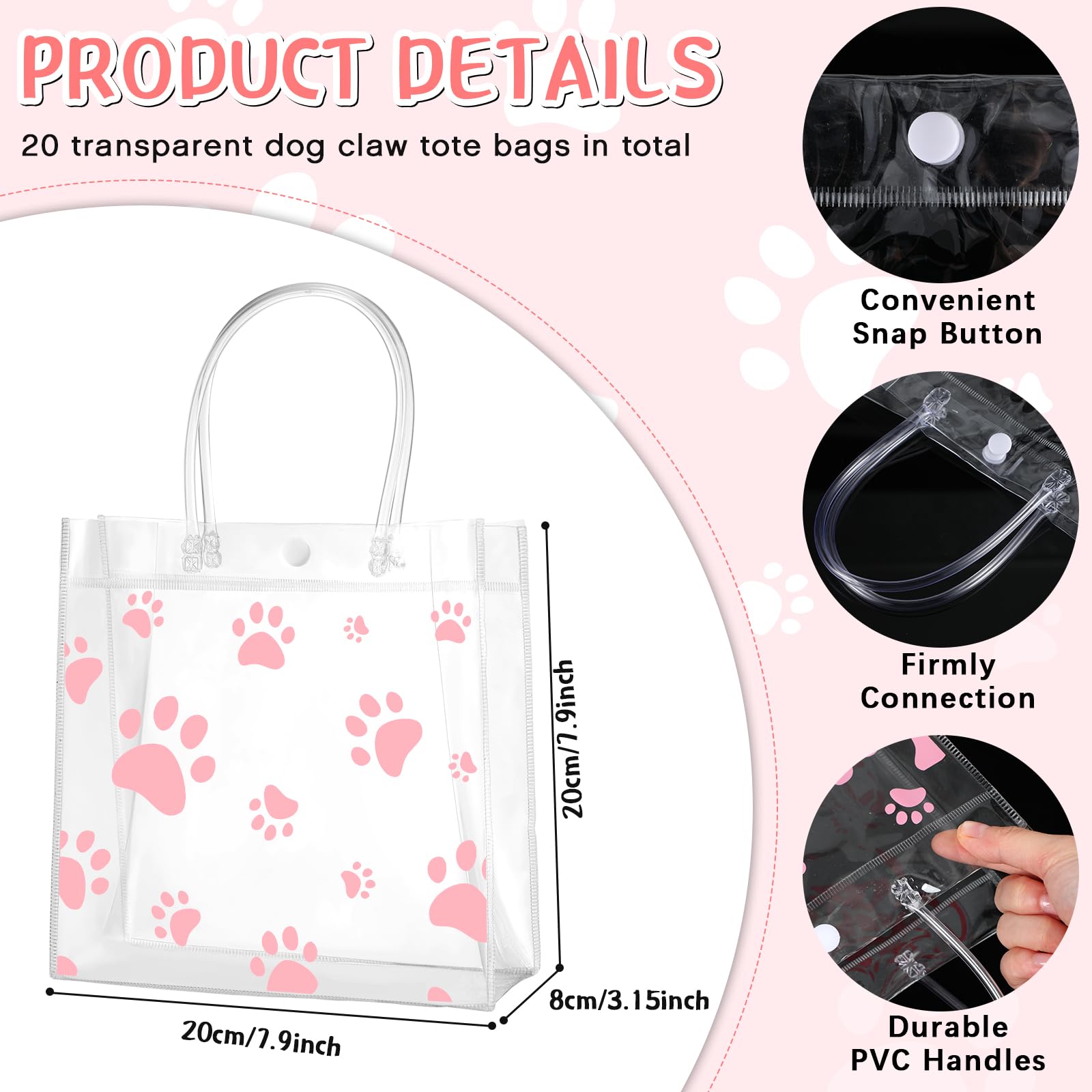 20/24 Pcs Mini Valentine Clear Goodie Bags Heart PVC Gift Bags with Handle Heart Love Dog Paw Pattern Tote Bag Reusable Plastic Wrapping Bags Transparent Bag for Daily Use Puppy Pet Treat Party Birthday Galentine Wedding Party,7.87 x 7.87 x 3.15 inche 20/24 Pcs Mini Valentine Clear Goodie Bags Heart PVC Gift Bags with Handle Heart Love Dog Paw Pattern Tote Bag Reusable Plastic Wrapping Bags Transparent Bag for Daily Use Puppy Pet Treat Party Birthday Galentine Wedding Party,7.87 x 7.87 x 3.15 inche