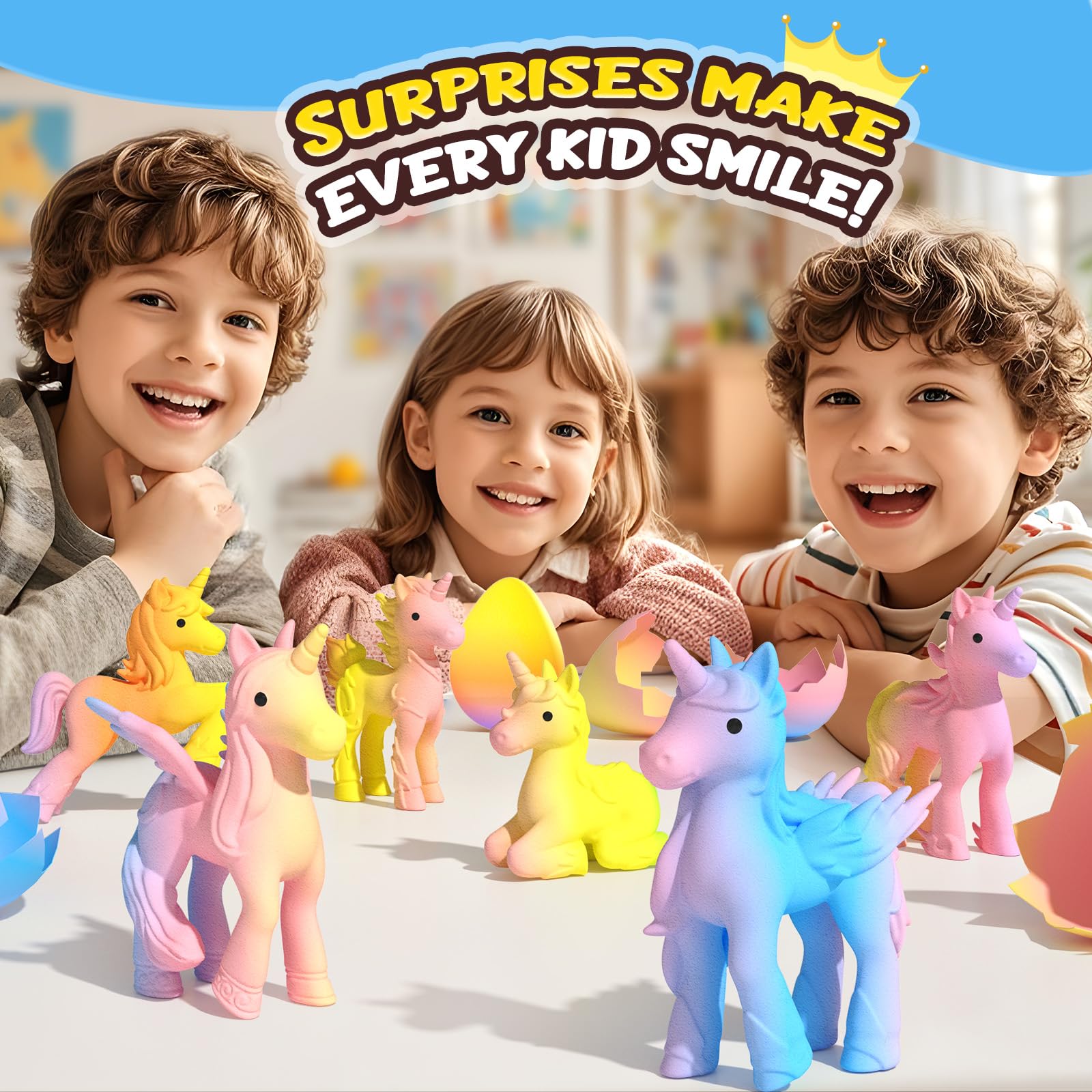 Summervibes 6 Pack Hatching Growing Unicorn Eggs Rainbow Colorful Eggs with 6 Unique Unicorns for Safe Fun & Magical Transformation - Perfect for Christmas & Birthday Gifts