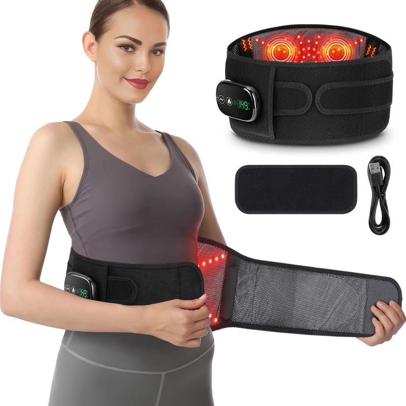 Waist Massager, Red-Light 3-speed Hot Compress & 3-speed Vibration, USB Rechargeable Waist Massage Belt, Period Massage Belt, Personal Care Appliances for Women