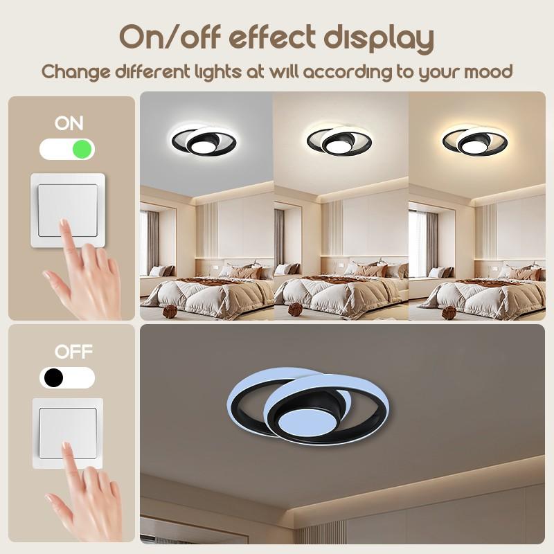 Modern LED Ceiling Light, Adjustable Dimmable Half-Inset Lighting, Home Decor Lamp for Kitchen Bedroom Living Room, Perfect Gift, Adjustable Dimming