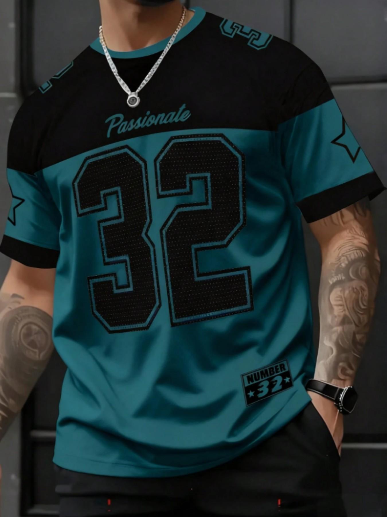 Men's Casual Round Neck Short Sleeve T-Shirt, 3D Star Number Print Football Jersey, Fitted All Seasons Sports Shirt Men's Casual Round Neck Short Sleeve T-Shirt, 3D Star Number Print Football Jersey, Fitted All Seasons Sports Shirt