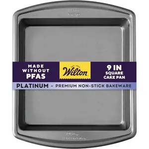 Wilton Platinum Non-Stick Square Cake Pan - Baking Pan for Brownies & Small Cakes - Made Without PFAS - Dishwasher Safe & Offers Even Heat Distribution - 9 x 9 x 2 Inch